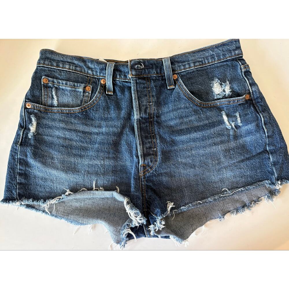 Levi's Women's 501 Original Shorts, large button fly destructed